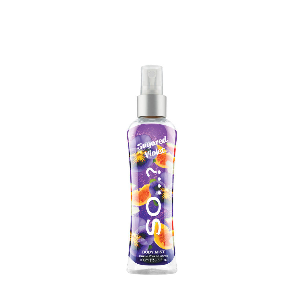 SO...? Sugared Violet body mist er ekki prófað á dýrum, vegan og í endurnýjanlegum umbúðum