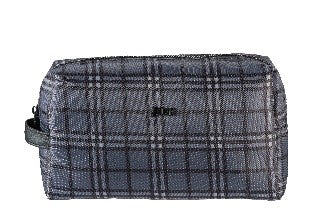 Grá köflótt snyrtitaska